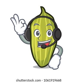 Headphone cardamom mascot cartoon style
