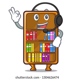 With headphone cartoon bookcase in the study room