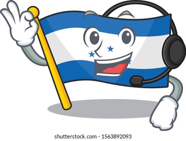 with headphone cartoon flag honduras in with mascot