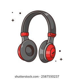 Headphone Cartoon Vector Illustration - Isolated on a White Background.