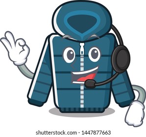 With headphone cartoon winter coat kept in closet