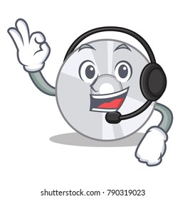 With headphone CD mascot cartoon style