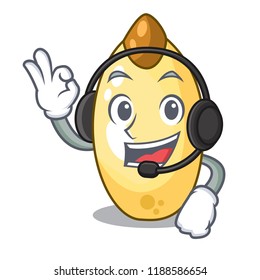 With headphone cedar pine nuts isolated on mascot