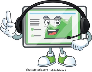 With headphone up chart horizontal table on white background