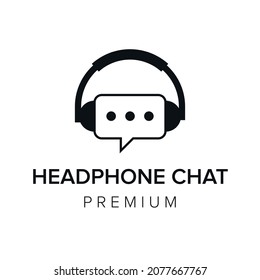 headphone chat logo icon vector template