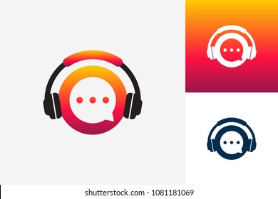 Vector de plantillas de diseño de logotipos de chat de auriculares, Emblem, Concepto de diseño, símbolo creativo, icono