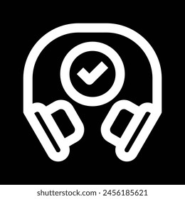 headphone with check icon outline