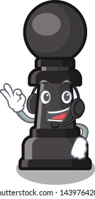 With headphone chess pawn on in the character