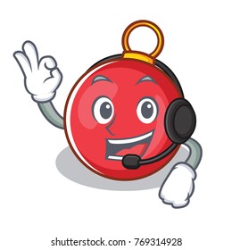 With headphone Christmas ball character cartoon