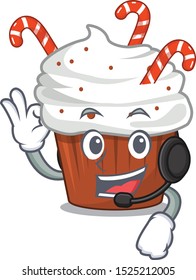 With headphone christmas cupcake with in cartoon shape