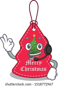 With headphone Christmas tags hanging on cartoon walls