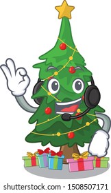 With headphone christmas tree toy shaped a character