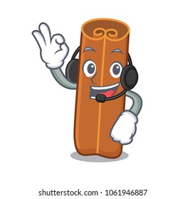 Headphone cinnamon mascot cartoon style