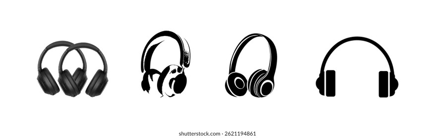 Headphone Clip Art Illustration Collection Set