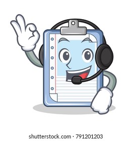 With headphone clipboard character cartoon vector illustration 