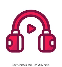 Headphone Color Outline Icon - Single Icon, Vector