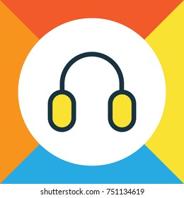 Headphone Colorful Outline Symbol. Premium Quality Isolated Earmuff Element In Trendy Style.