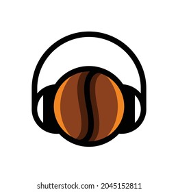 Headphone combination And coffee bean , Logo design vector in background white