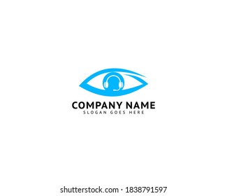 Headphone combined with eye logo vector design