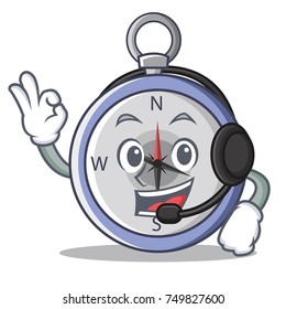 With headphone compass character cartoon style