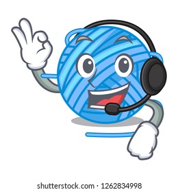 With headphone concept yarn wool sew in cartoon