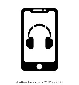 Icono de conexión de auriculares en el móvil, ilustraciones de gráficos vectoriales 