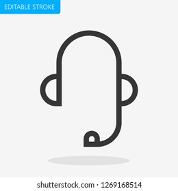Headphone Contact Icon Editable Stroke Pixel Perfect Vector