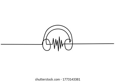 headphone continuous one line draw