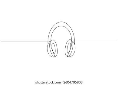 Headphone continuous one line drawing and minimalist style isolate outline vector icon