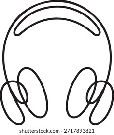 Fone de ouvido contínuo um desenho de linha e estilo minimalista isolar ícone vetor contorno. uma linha Ícone desenho
