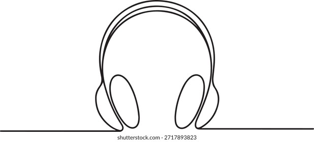 Fone de ouvido contínuo um desenho de linha e estilo minimalista isolar ícone vetor contorno. uma linha Ícone desenho
