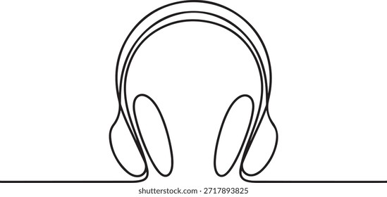 Fone de ouvido contínuo um desenho de linha e estilo minimalista isolar ícone vetor contorno. uma linha Ícone desenho
