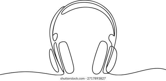 Fone de ouvido contínuo um desenho de linha e estilo minimalista isolar ícone vetor contorno. uma linha Ícone desenho
