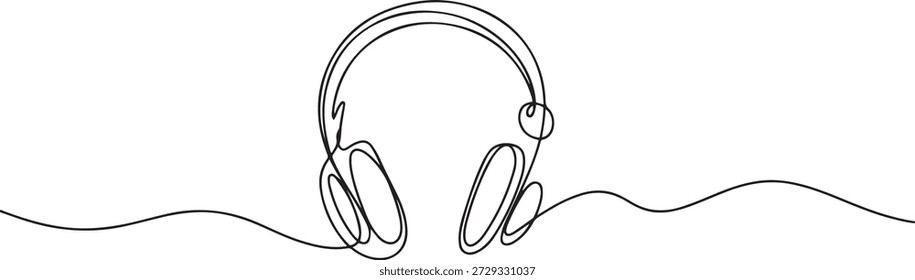 Headphone continuous one line drawing and minimalist style. one line Icon drawing

