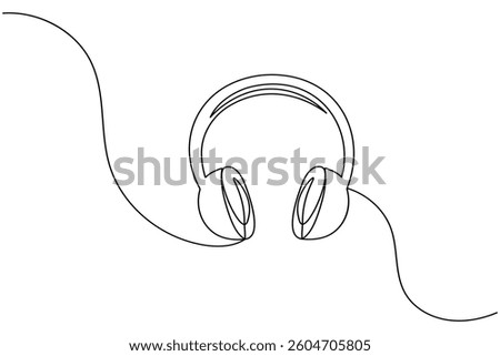 Headphone continuous one line drawing and minimalist style isolate outline vector icon