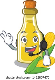 With headphone corn oil in the character shape