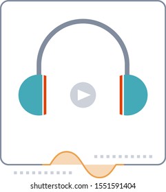 Headphone Creative Concept Art, Play / Listen Music Vector Illustration