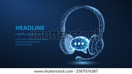 Headphone of customer service. Support call, live advice, phone bot, chat headphone, service center, helpdesk advisor, virtual contact, care operator, microphone online, expert helpline 3d concept.