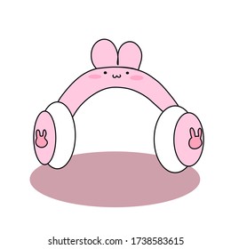 Headphone cute Big pink bunny 