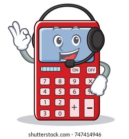 With headphone cute calculator character cartoon