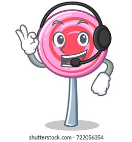 With headphone cute lollipop character cartoon