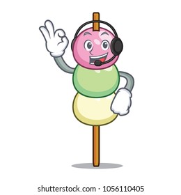 With headphone dango mascot cartoon style