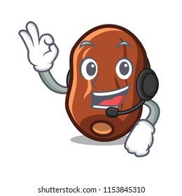 With headphone dates fruit mascot cartoon