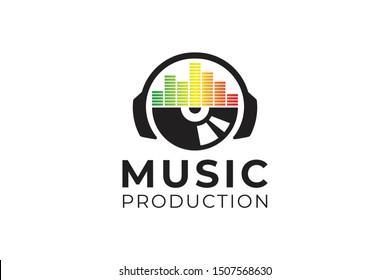 Headphone DJ, Music Studio Recording, Soundwave Logo Design Inspiration