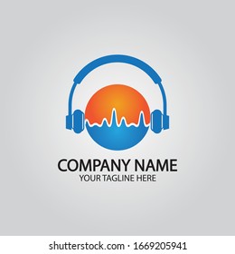 Headphone DJ, Music Studio Recording, Soundwave Logo Design Inspiration