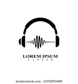 Headphone DJ, Music Studio Recording, Music Logo concept sound wave, Soundwave Logo Design Inspiration