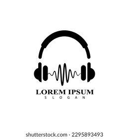 Headphone DJ, Music Studio Recording, Music Logo concept sound wave, Soundwave Logo Design Inspiration