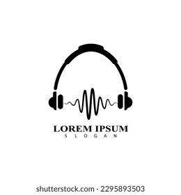 Headphone DJ, Music Studio Recording, Music Logo concept sound wave, Soundwave Logo Design Inspiration