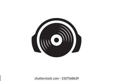 Headphone DJ, Vinyl Music Studio Recording, Logo Design Inspiration