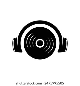 Headphone DJ, Vinyl Music Studio Recording Logo Design Vector Template